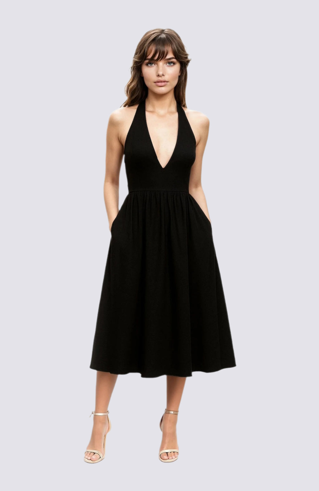 V-NECK HALTER DRESS – Monkee's of Dripping Springs