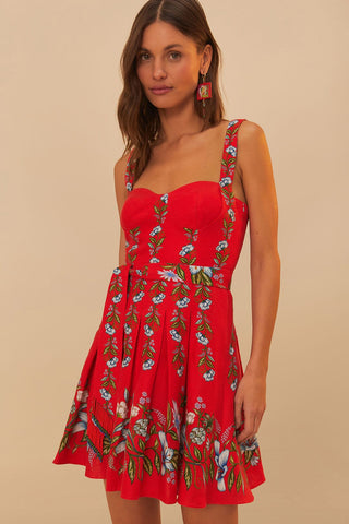 Sweet Bloom Bouquet Red Sleeveless Mini Dress