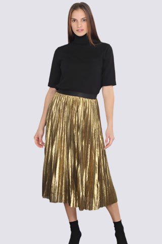 ANTIQUE GOLD PLEATED SKIRT