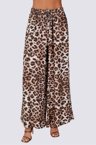 LEOPARD WIDE LEG PANTS