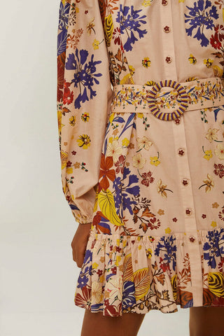 BEAUTY BOUQUET PINK PUFF SLEEVE MINI DRESS