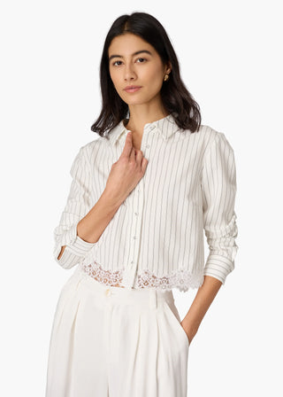 Callum Button Down White Pinstripe
