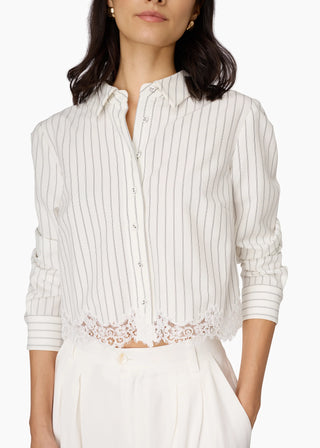 Callum Button Down White Pinstripe