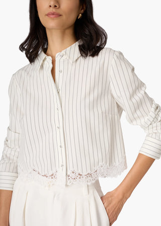 Callum Button Down White Pinstripe