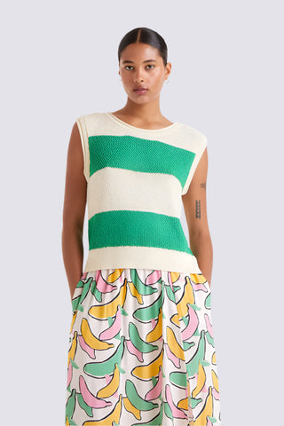 KNIT SLEEVELESS STRIPE TOP