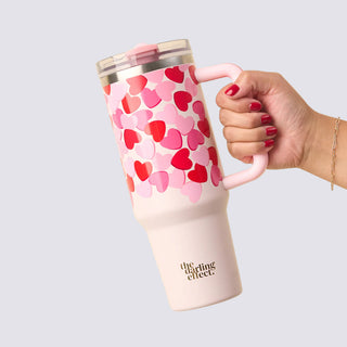 40oz Lifestyle Flip Straw Tumbler-Blushing Hearts