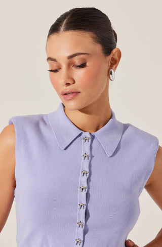 KORI BOW EMBELLISHED SWEATER TOP