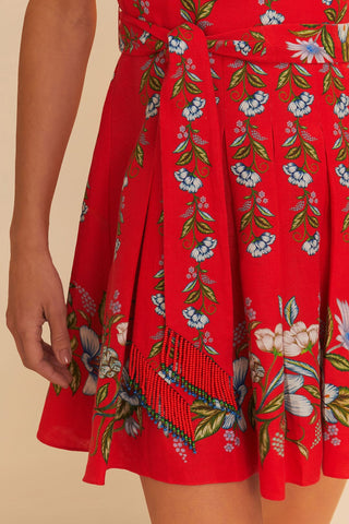 Sweet Bloom Bouquet Red Sleeveless Mini Dress