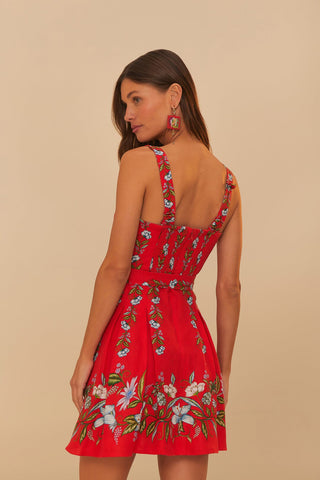 Sweet Bloom Bouquet Red Sleeveless Mini Dress