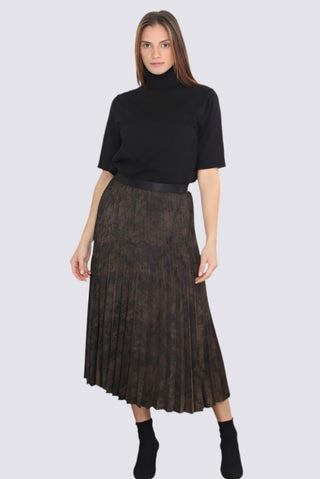 BRONZE PRINT PLEATED SKIRT
