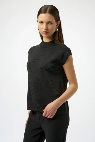 SWEATER KNIT SLEEVELESS PULLOVER W/IRON-ON DETAIL