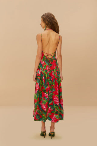 Dream Garden Red Strappy Maxi Dress