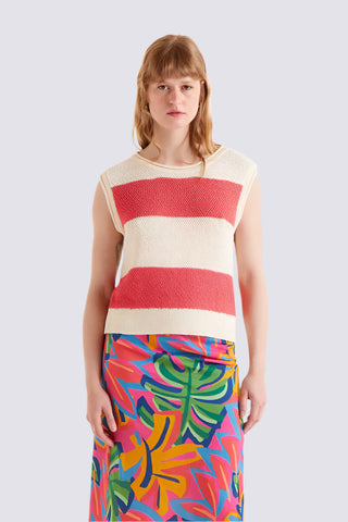 KNIT SLEEVELESS STRIPE TOP