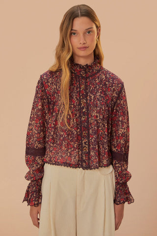 CHELSEA GARDEN PURPLE LONG SLEEVE BLOUSE