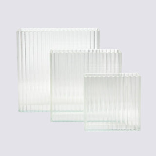 RIBBED WINDOWS SQUARE VASE -  MEDIUM