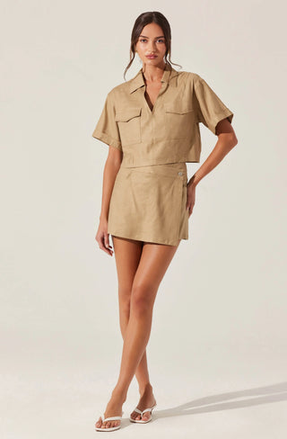 DEBORAH LINEN BLEND SAFARI SKORT