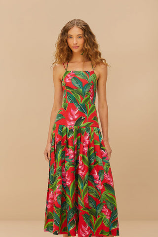 Dream Garden Red Strappy Maxi Dress
