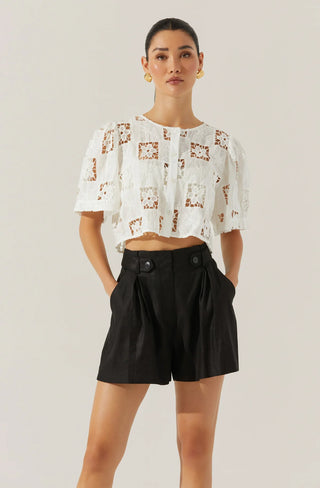 OLLIE PLEASTED LINEN BLEND SHORTS