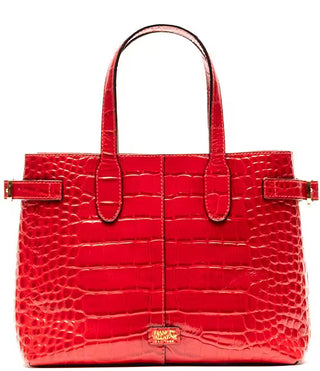 AMALIE TOTE CROCK EMBOSS RED LEATHER BAG