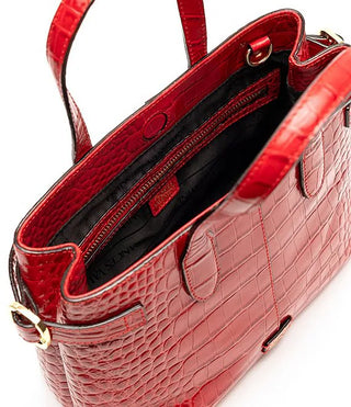 AMALIE TOTE CROCK EMBOSS RED LEATHER BAG