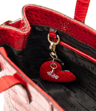 AMALIE TOTE CROCK EMBOSS RED LEATHER BAG