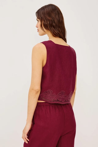 AKIRA TOP - BERRY HIBISCUS EMBROIDERY