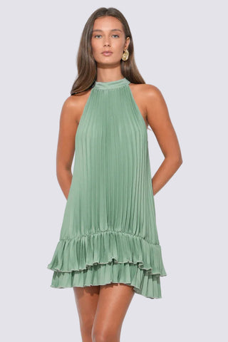 Brielle Halter Pleated Mini Dress