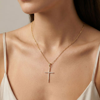 CZ Whisper Cross Necklace