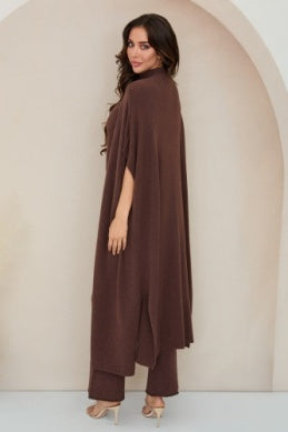ITALIAN KNIT DROP SHOULDER OPEN LONG CARDIGAN