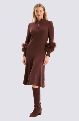 Celia Knit Fur Sleeve Dress