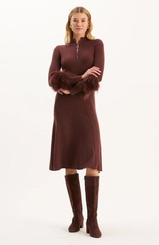 Celia Knit Fur Sleeve Dress