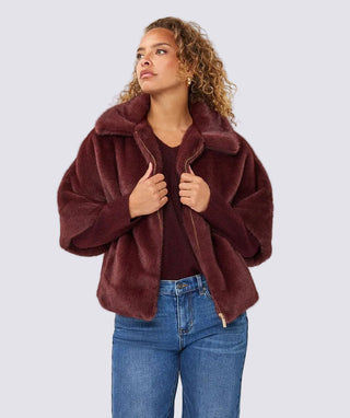 COAT PONCHO FAKE FUR