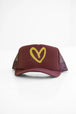 Maroon Hat/ Gold Heart