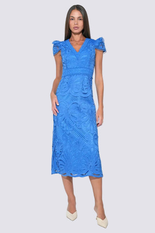 knee length dresses for ladies Scalloped Edge Lace Detail Dress main image 1