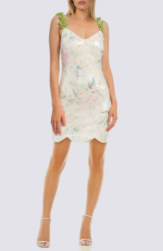 ELISE SLEEVELESS FLORAL SEQUIN MINI DRESS