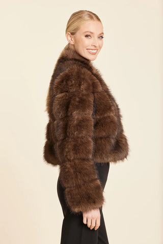 Faux Fur Grooved Cropped Jacket