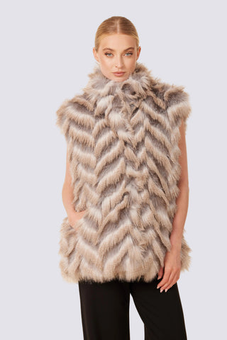 Faux Fur Stand Up Collar Vest