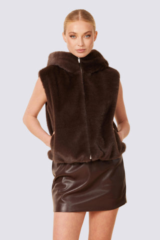Faux Fur Zip Hoody Vest