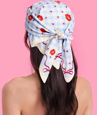 Gingham Bows Headscarf Banadana