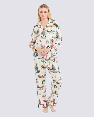 Holiday Toile Long Sleeve Pajama Pants Set