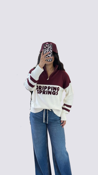 DRIPPING SPRINGS QUARTER ZIP SWEATER
