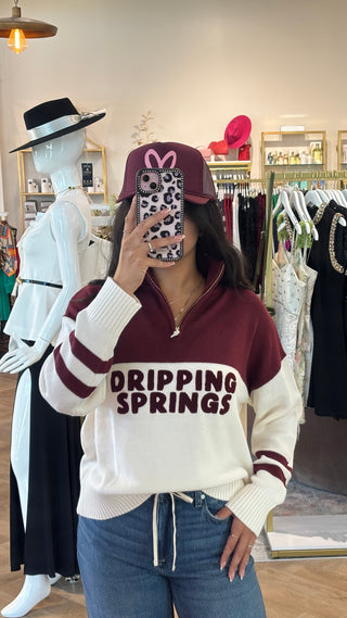 DRIPPING SPRINGS QUARTER ZIP SWEATER