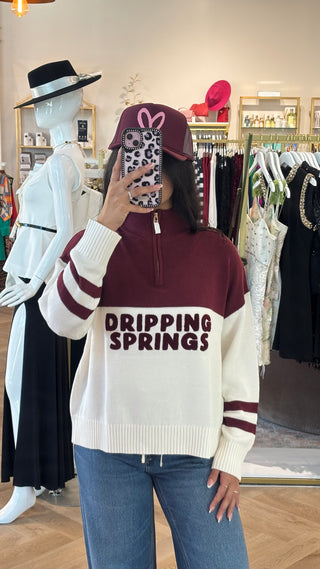 DRIPPING SPRINGS QUARTER ZIP SWEATER