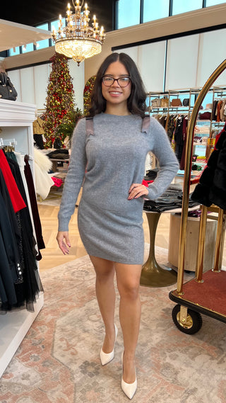 Brushed Cashmere Crewneck with Shoulder Bows