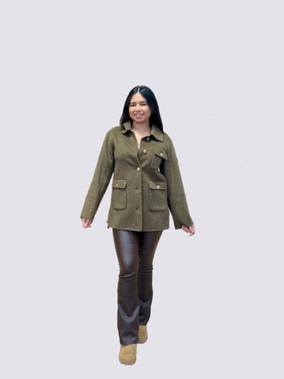 Cashmere Bark Jacket with Gold Button