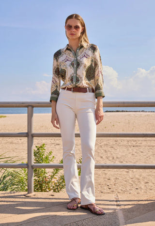 Ishani Roll Tab Printed Shirt