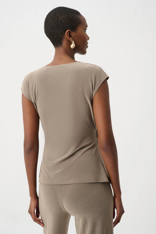 MELANGE SILKY KNIT FITTED WRAP TOP