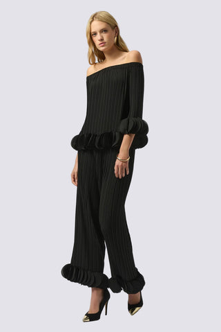 Georgette Wide Leg Pleated Pants