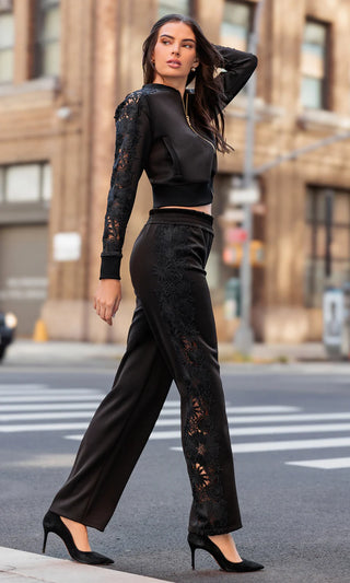 MELANIE LACE COMBO BOMBER