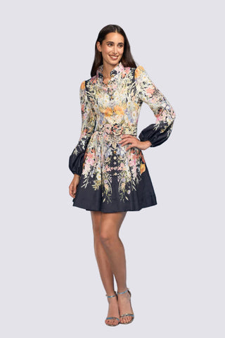 LONG SLEEVE FLORAL SHORT DRESS